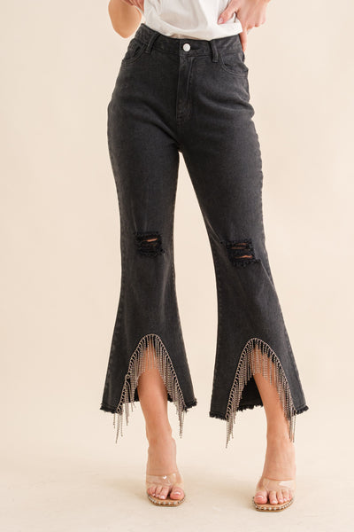 Black Rhinestone Jeans