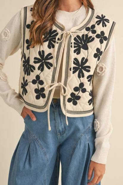 Emily Embroidered Quilted Vest