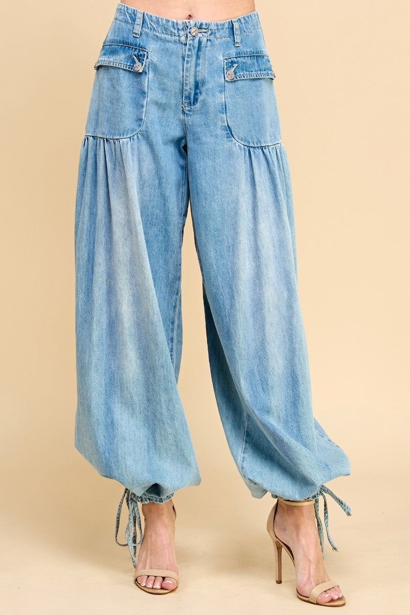 Drawstring Denim Pants
