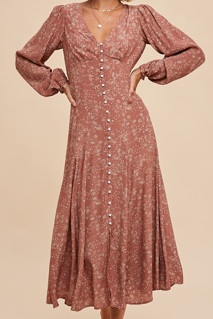 Rosewood Button Dress